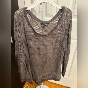 Gray net long sleeve shirt